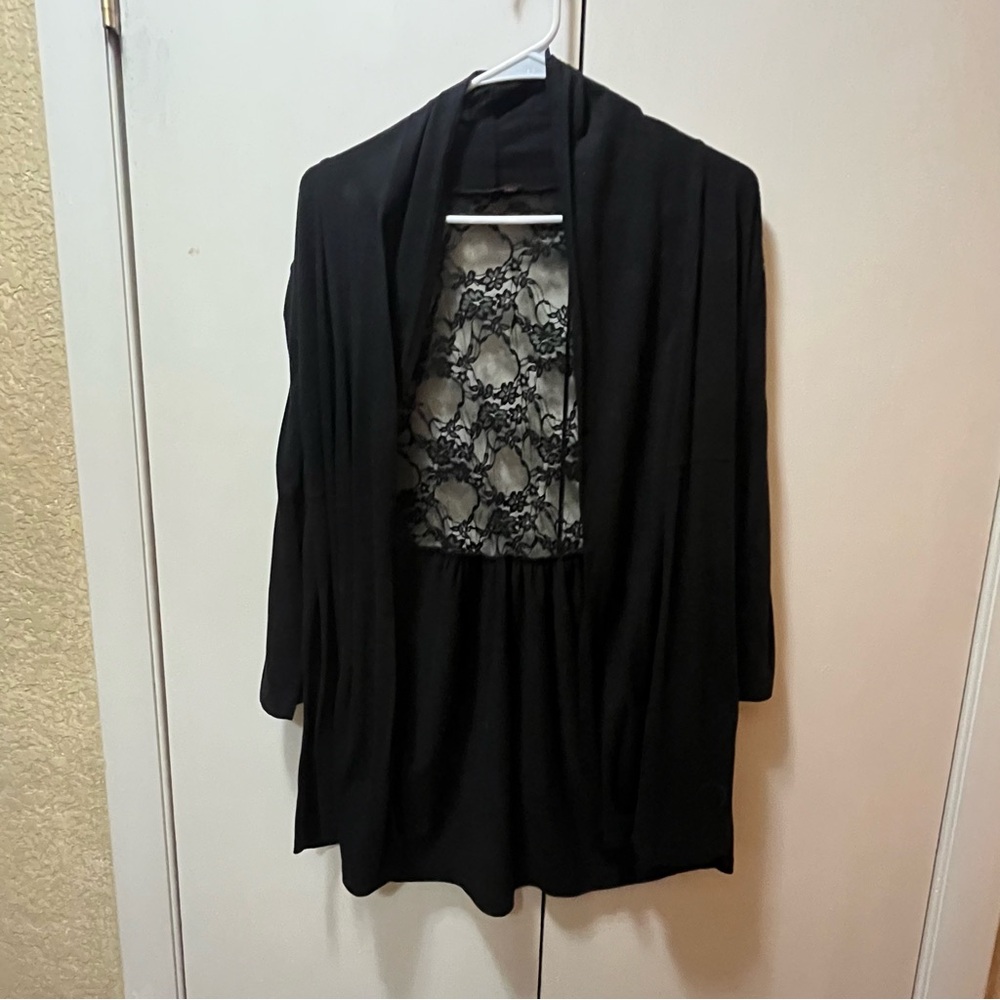 Black Lace-Back Cardigan